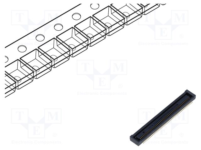 DF40C90DS0.4V(51) The Hirose Electric DF40C-90DS-0.4V(51) is a vertical SMT PCB to PCB connector socket with 90 positions and a 0.4mm contact pitch. It offers a current rating of 0.3A and gold-plated contacts.