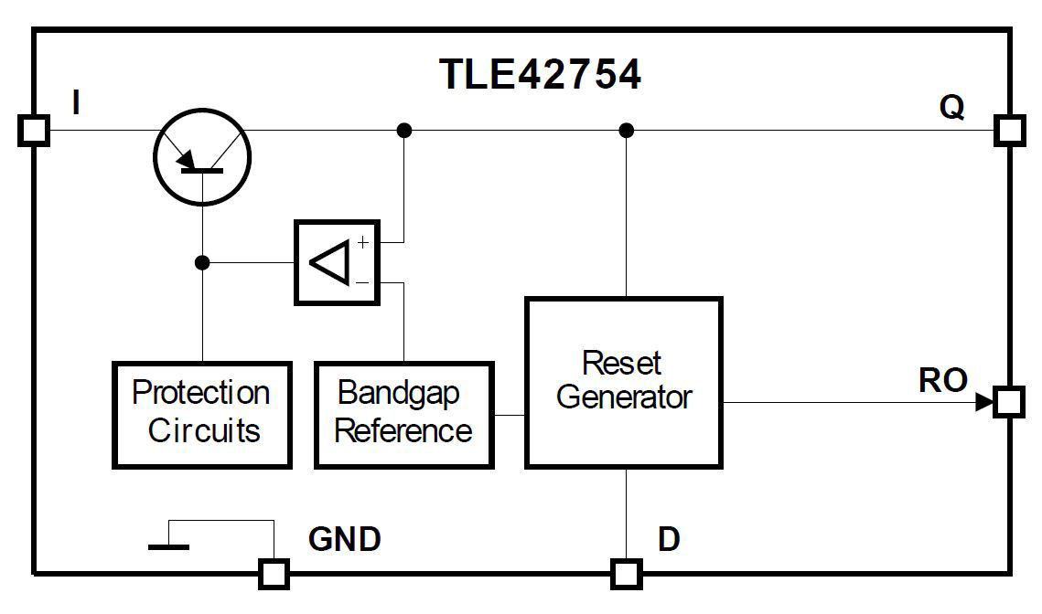 TLE42754D The Infineon TLE42754D is a low dropout linear voltage regulator designed for automotive applications. It provides a stable 5V output with up to 450mA current.