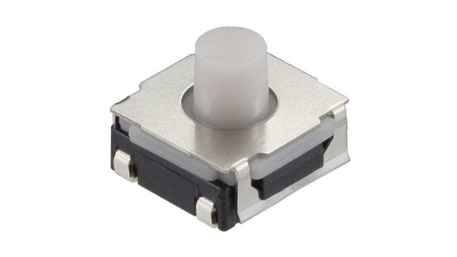 SKRAAME010 The Alps Alpine SKRAAME010 is a surface mount tactile switch designed for general electronic equipment. It offers a 3.92N operating force and a contact resistance of 100mΩ max.