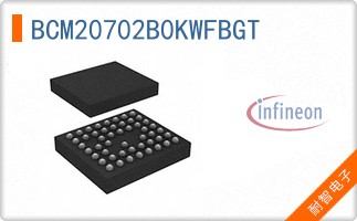 BCM20702B0KWFBGT The Infineon BCM20702B0KWFBGT is an RF Transceiver with integrated MCU, supporting Bluetooth 4.0 +EDR. It operates in the 2.4GHz band with a data rate of 3Mbps.