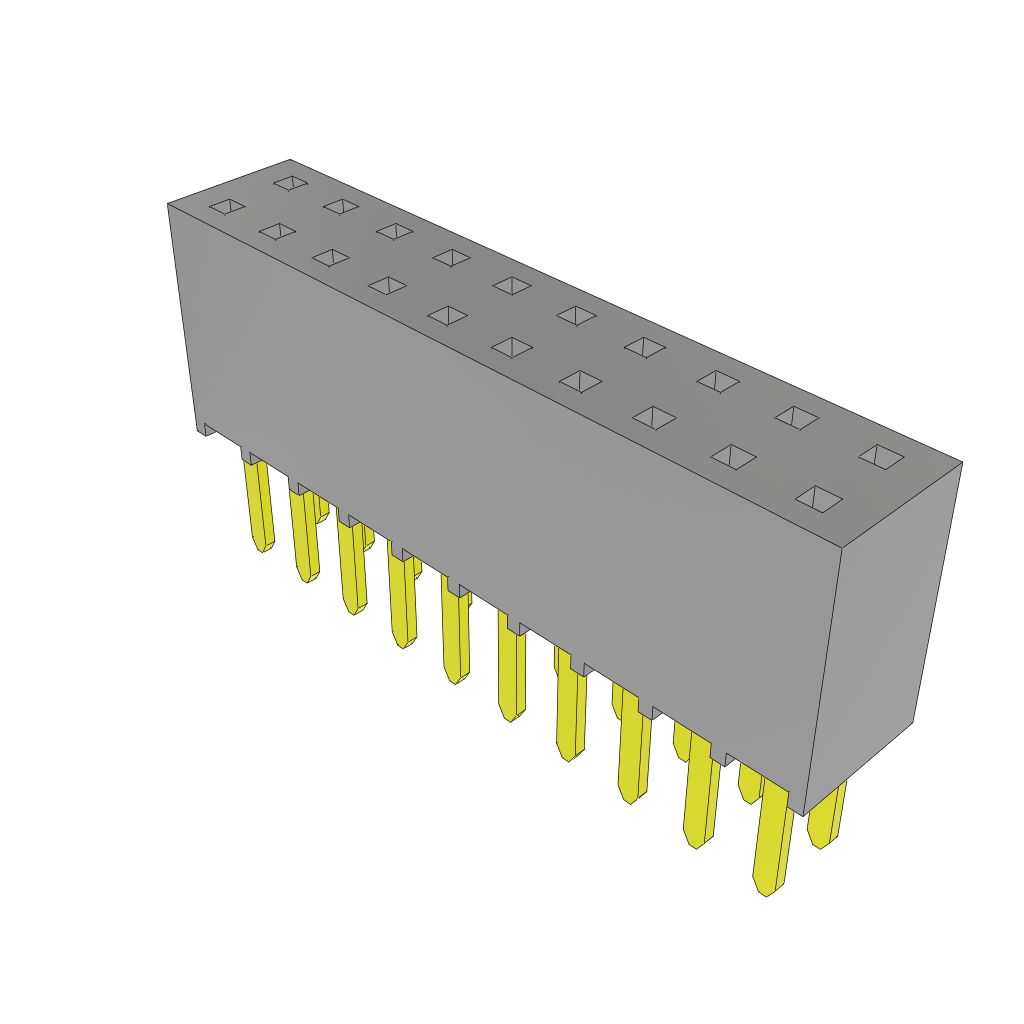 SSW-110-02-H-D The Samtec Inc. SSW-110-02-H-D is a 20-position socket strip receptacle with a 0.100" pitch and gold contact finish. It is designed for through-hole mounting.