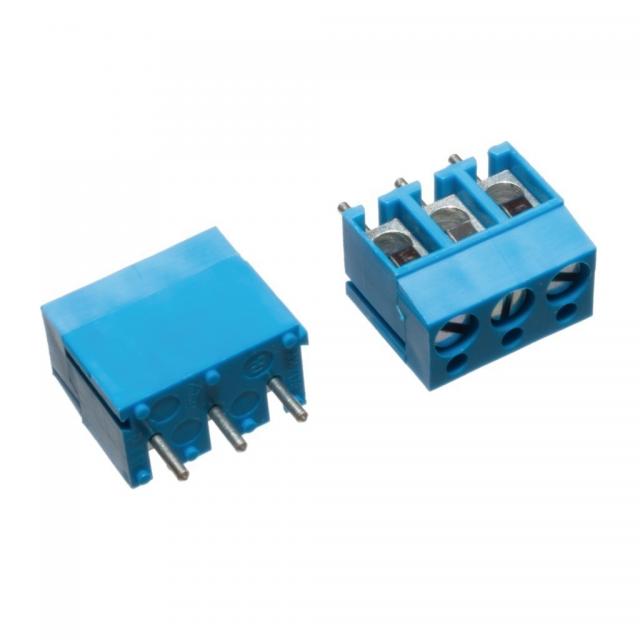 AKZ120/3DS-5.08-V-BLUE This PTR Messtechnik AKZ120/3DS-5.08-V-BLUE is a 3-pole PCB terminal block with a 5.08mm pitch. It is designed for through-hole mounting and supports wire sizes from 0.2mm² to 2.5mm².