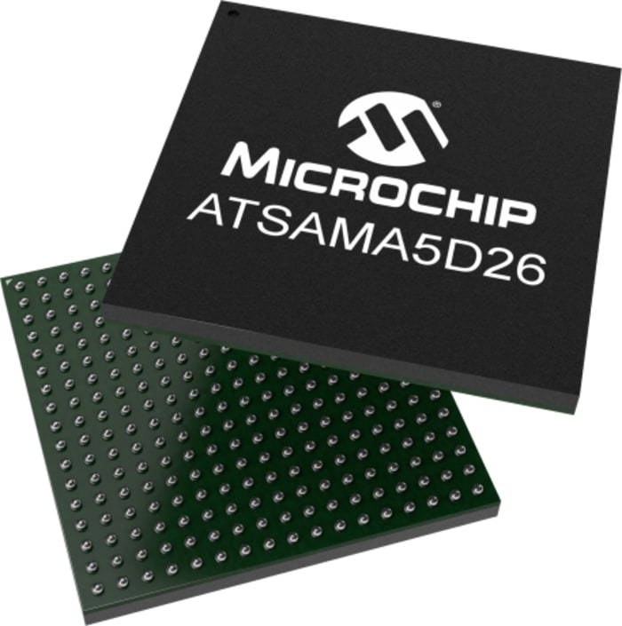 ATSAMA5D26C-CNR The Microchip ATSAMA5D26C-CNR is an ARM Cortex A5 microprocessor with a 500MHz clock speed. It features a 32-bit data bus and is housed in a 289-pin LFBGA package.