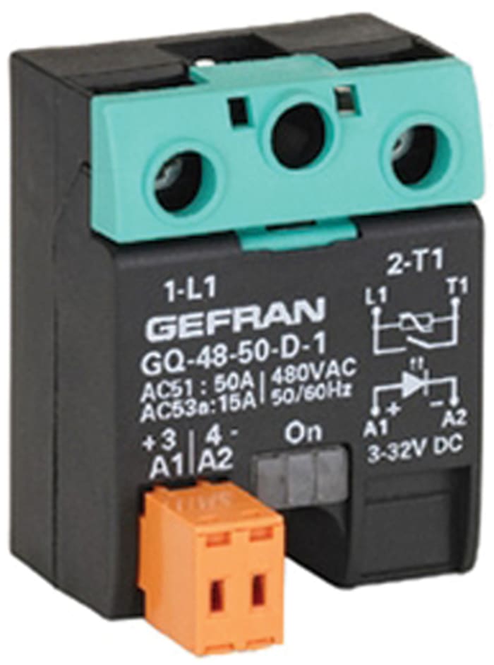 GQ-50-60-D-1-1 The Gefran GQ-50-60-D-1-1 is a solid state relay designed for surface mounting. It features a maximum load current of 50A and a maximum load voltage of 600V AC.