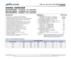 MT47H64M16HR-3IT:GTR The Micron Technology MT47H64M16HR-3IT:GTR is a 1 Gbit DDR2 SDRAM with an access time of 0.4 ns and an industrial temperature grade.