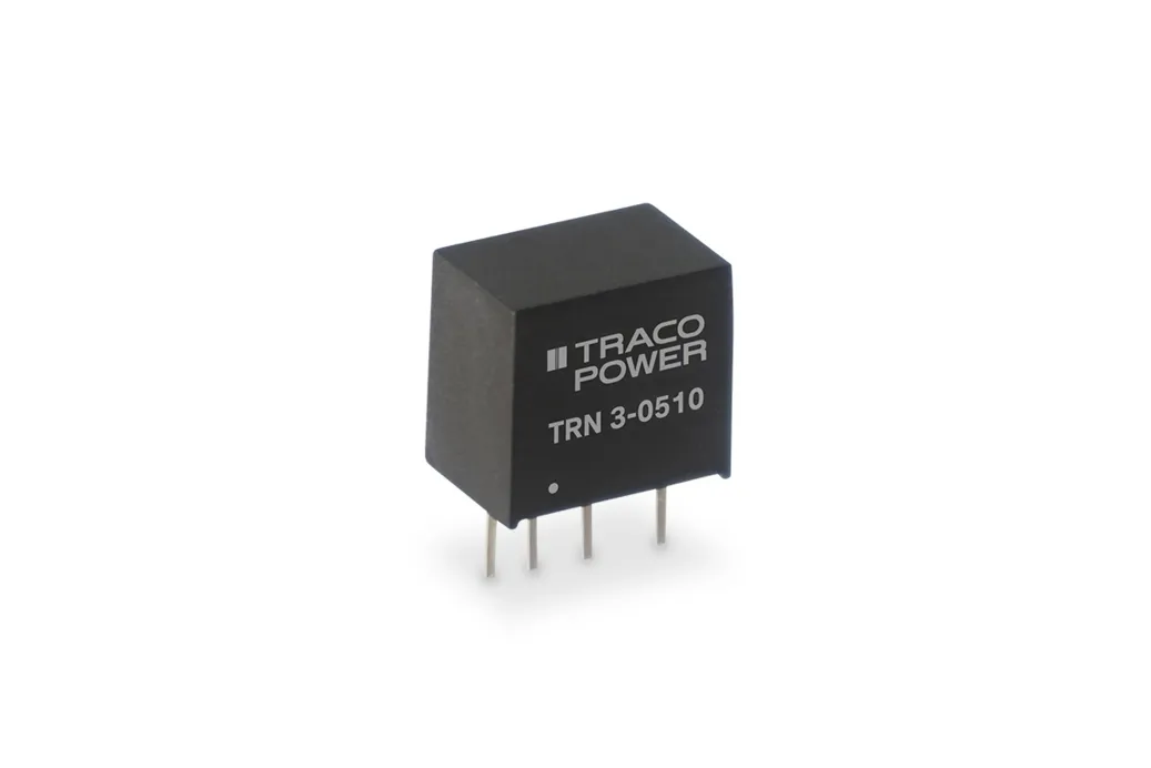 TRN 3-2421SM Traco Power TRN 3-2421SM is an isolated DC DC converter with dual +/-5V outputs, 300mA each, 3W total power. Surface mount 7-SMD module package.