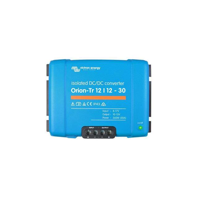 ORI121240110 The Victron Energy ORI121240110 is an enclosed DC DC converter designed for ITE (Commercial) applications. It features a 12V output and a 30A current rating.