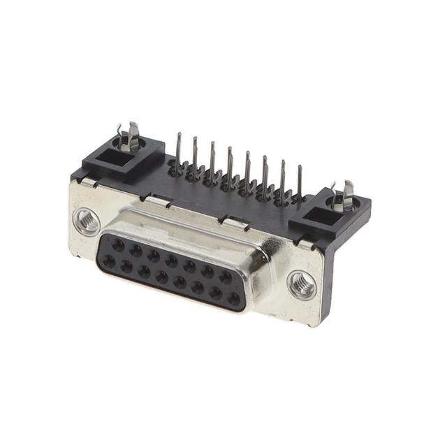 D15S13F6GL00LF D15S13F6GL00LF is a 15-position D-Sub receptacle (female sockets) with right angle solder termination. It features a steel shell with tin plating, gold contact finish, and board lock mounting brackets.