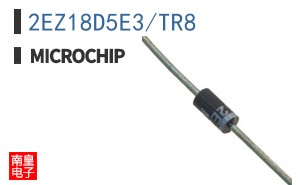 2EZ18D5E3/TR8 The Microchip Technology 2EZ18D5E3/TR8 is a Zener diode with an 18V nominal voltage rating and 2W power dissipation. It is housed in a DO-204AL/DO-41 package for through-hole mounting.