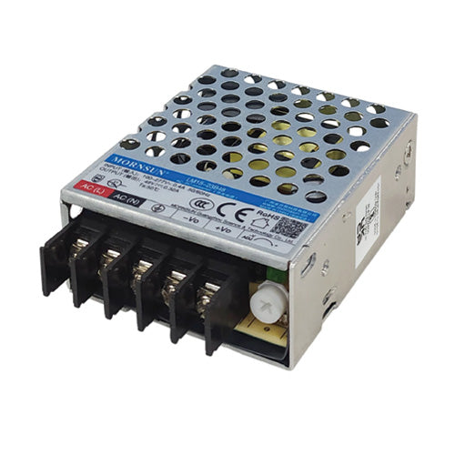 LM15-23B12 The Morning Star Industrial LM15-23B12 is an enclosed AC/DC power supply with a 12Vdc output and 1.3A current, delivering up to 15W of power. It features a wide input voltage range of 85-305Vac and chassis mounting.