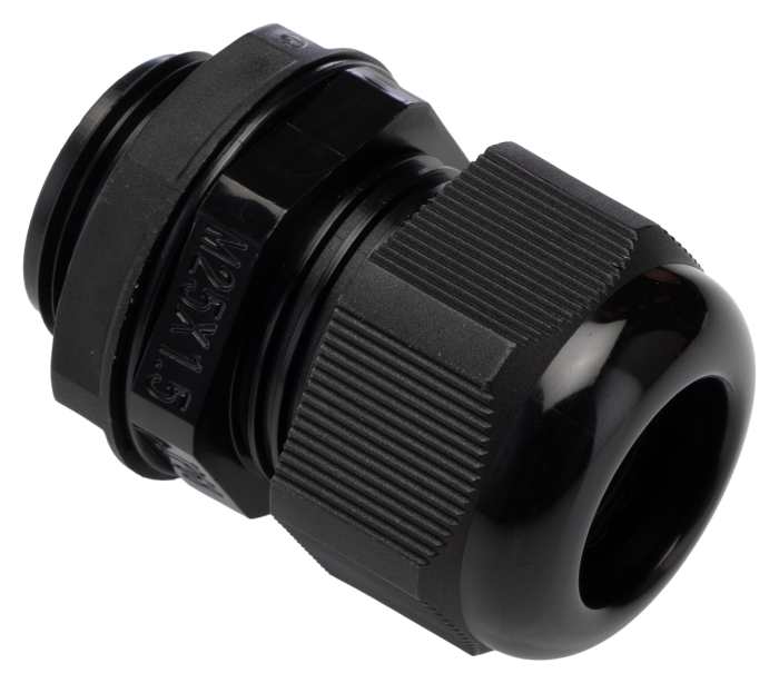 669-4676 The RS PRO 669-4676 is a black Polyamide 66 cable gland with an M25 thread. It offers an IP68 rating for protection against harsh environments.