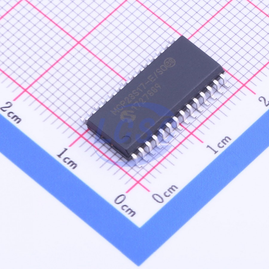 MCP23S17T-E/SO The Microchip Technology MCP23S17T-E/SO is a 16-channel I/O expander featuring an SPI interface. It operates within a voltage range of 1.8V to 5.5V and has a clock frequency of up to 10 MHz.