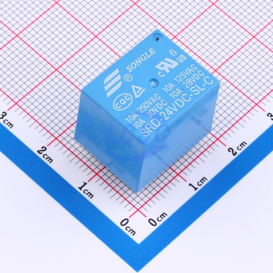 SRD-24VDC-SL-C The SRD-24VDC-SL-C is a power relay from Ningbo Songle Relay Co Ltd. It features a 24 VDC coil voltage and a current rating of over 2 Amps.