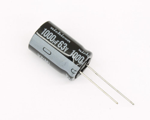 UVZ1J102MHH The Nichicon UVZ1J102MHH is a radial aluminum electrolytic capacitor. It features a capacitance of 1,000 µF and a voltage rating of 63 VDC.