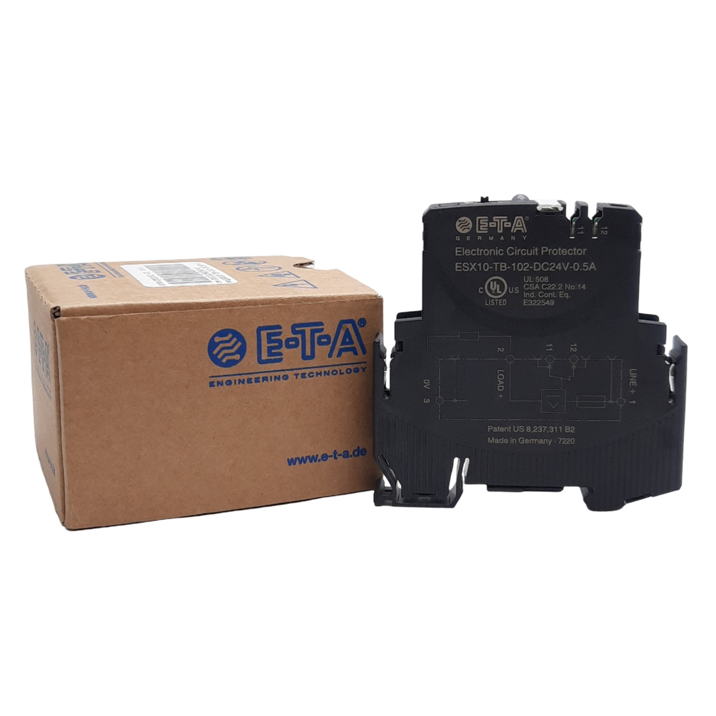 ESX10-TB-102-DC24V-0.5A The E-T-A ESX10-TB-102-DC24V-0.5A is a 1-pole electronic circuit protector designed for DC 24V systems. It offers active electronic current limitation and overload disconnection.
