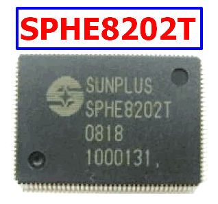 SPHE8202T The Sunplus SPHE8202T is a microcontroller designed for multimedia applications. It supports various interfaces including USB 2.0 and a 3-in-1 card reader.