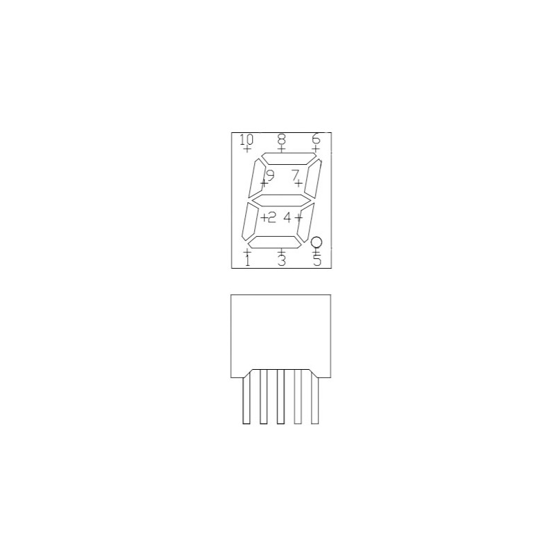 LTS-2801AE The Lite-On LTS-2801AE is a 7-segment, 1-digit LED display with a digit height of 7mm. It supports both common anode and common cathode configurations.
