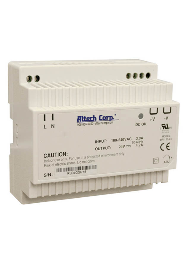 PS-10015 The Altech Corporation PS-10015 is a 98W AC/DC DIN Rail power supply delivering a single 15V output at 6.5A.