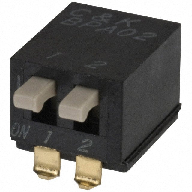 BPA02SB The C&K Components BPA02SB is a 2-position SPST DIP switch designed for industrial controls and logic switching. It features a piano actuator and a high-pressure contact system.