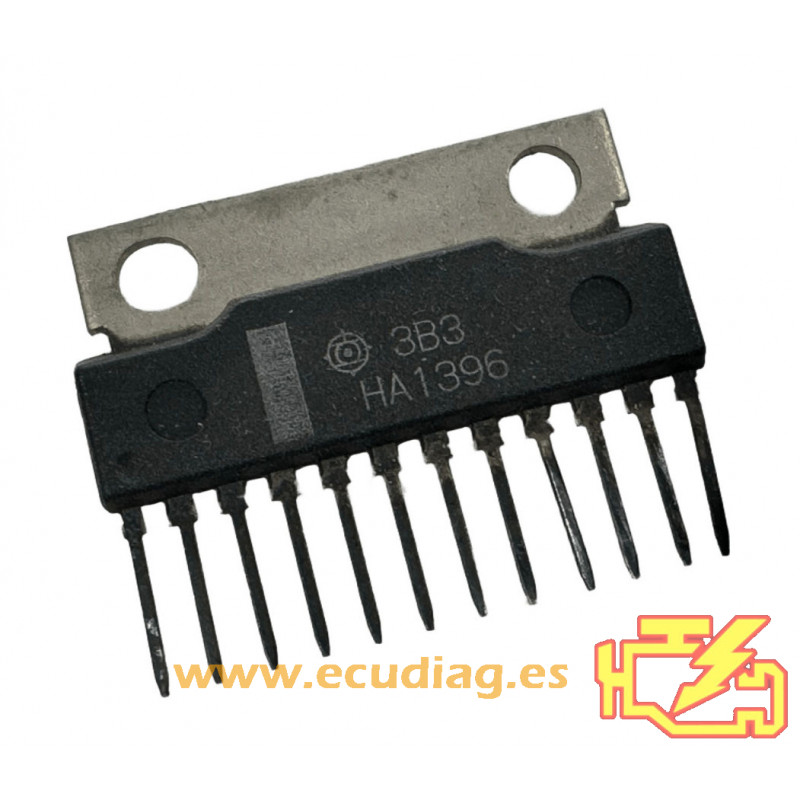 HA1396 The Hitachi HA1396 is a dual-channel audio power amplifier IC. It offers a minimum output power of 12W into a 4-ohm load.