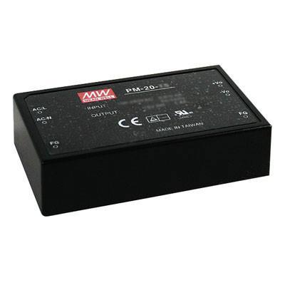 PM-20-12 The Mean Well USA PM-20-12 is a 22W AC/DC converter with a 1.8A output current. It features a universal input voltage range and an enclosed, through-hole mount package.