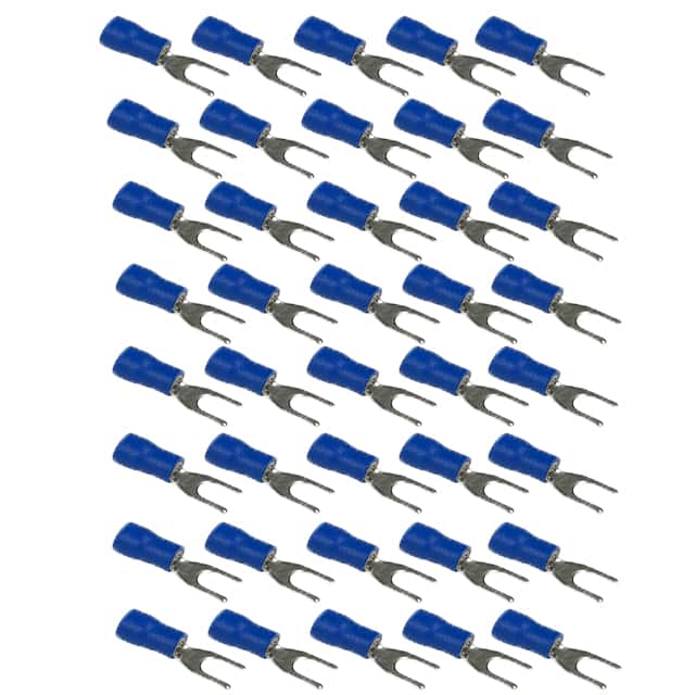 SVS2-3.5 The Remington Industries SVS2-3.5-100 is a blue fork terminal designed for 14-16 AWG wire. It features PVC insulation and a Crimp termination style.